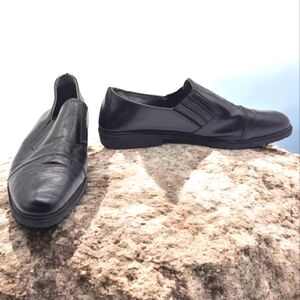 Russian Military Style Black Leather Loafers Sz 7.5 By What's Hers